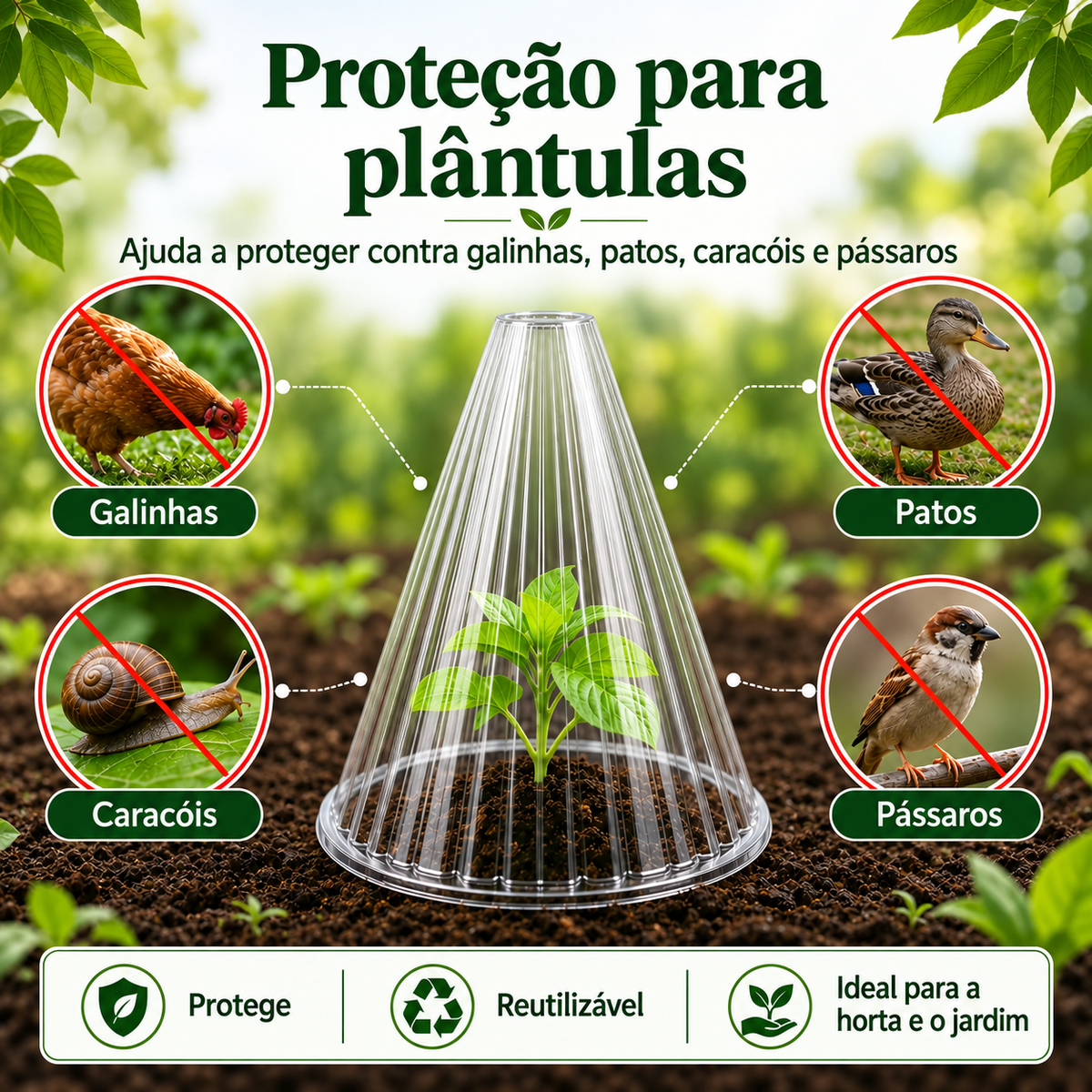 🌱 Cobertura Protetora para Plantas – Reutilizável e Fácil de Instalar