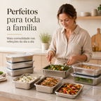 70% OFF + 6 GRÁTIS | Recipientes de aço inoxidável 304, 2400 ml