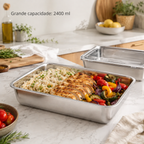 70% OFF + 6 GRÁTIS | Recipientes de aço inoxidável 304, 2400 ml