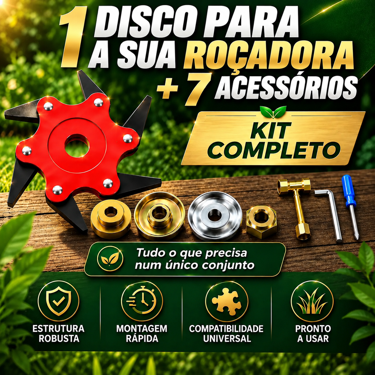 [🎁 7 ACESSÓRIOS INCLUÍDOS] Cabeça de corte de 6 lâminas em aço manganês