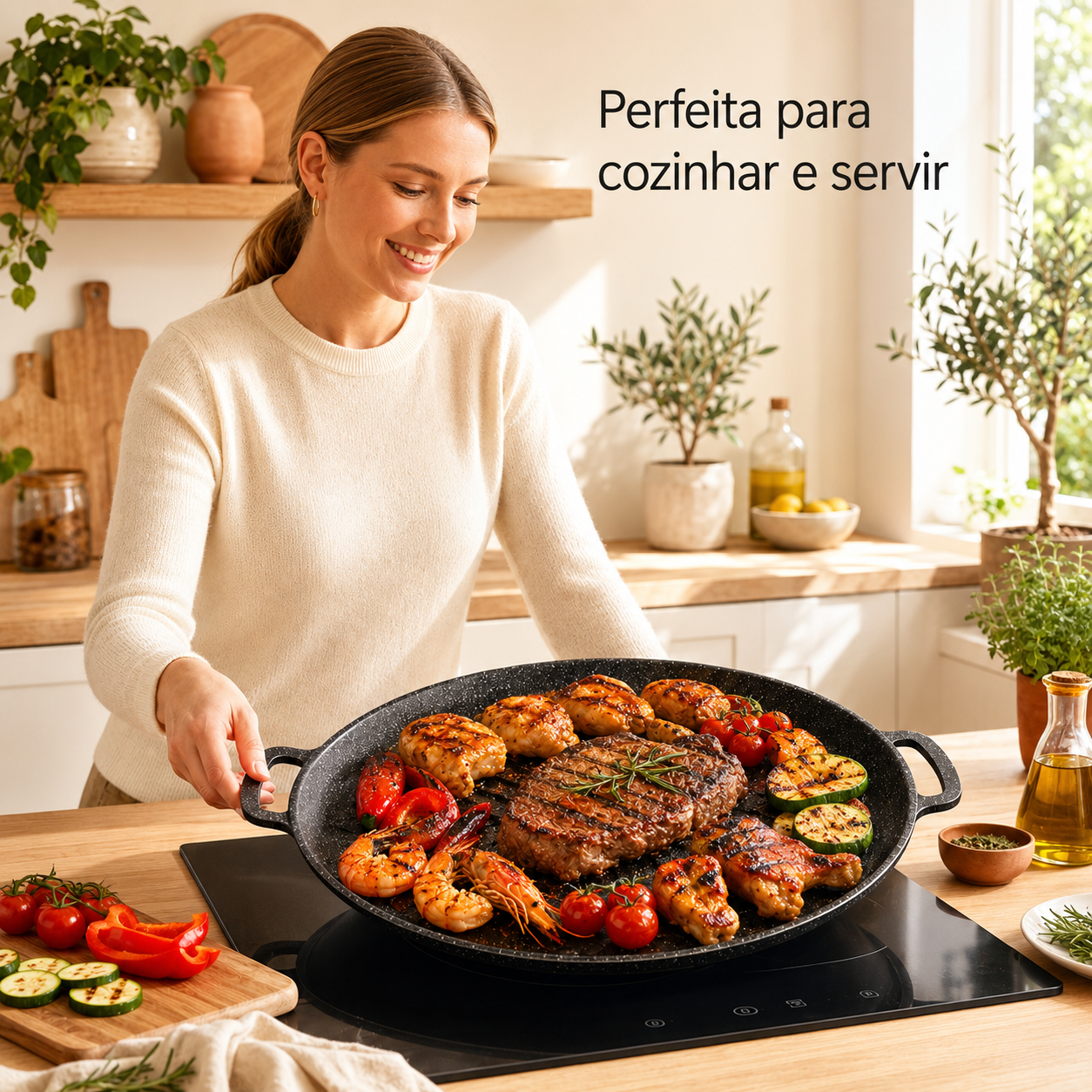 Frigideira Antiaderente Natural | Pedra Maifan (30 x 26 cm)