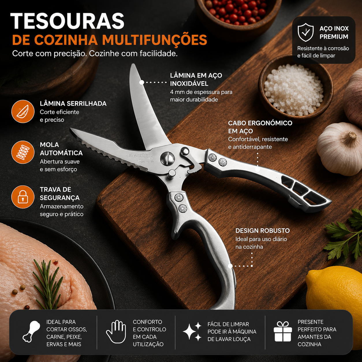 Tesoura de aço premium importado da República Federal da Alemanha