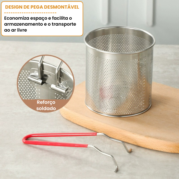 Panela Fritadeira De 1,2L Em Aço Inoxidável 304 Alemão, Compatível Também Com Fogões De Infravermelhos