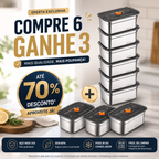 🥗 (6 + 🎁3 GRÁTIS) Caixa para alimentos em aço inoxidável 316