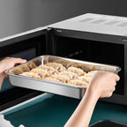 Recipiente para alimentos em aço inoxidável 304 com tampa a vácuo (22,5 x 15 x 6 cm)