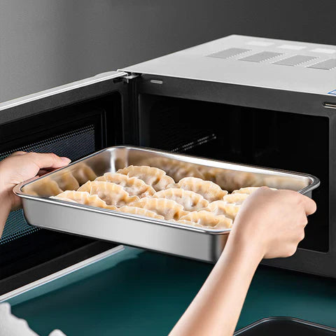 Recipiente para alimentos em aço inoxidável 304 com tampa a vácuo (22,5 x 15 x 6 cm)