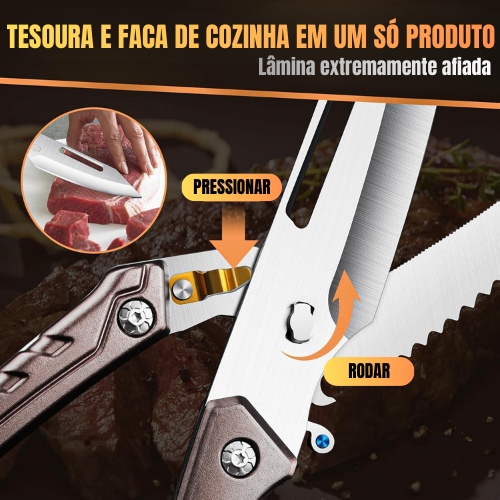Tesoura de Aves Desmontável de Importação Alemã – Multifuncional para Frango, Ossos, Carne, Peru e Peixe