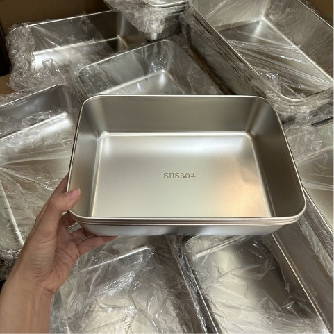 Bandeja de Aço Inoxidável 304 com Tampa Hermética (2,1 L – 25,5 × 19,7 × 5,7 cm) | 70% DE DESCONTO!
