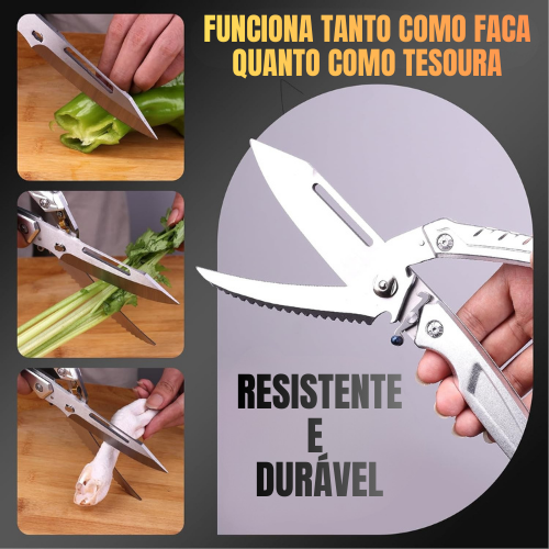 🇵🇹 Tesoura Multifuncional 2 em 1 com Lâmina Integrada Removível