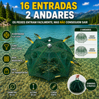 Rede armadilha de pesca dobrável 96 cm | Múltiplas entradas | Água doce