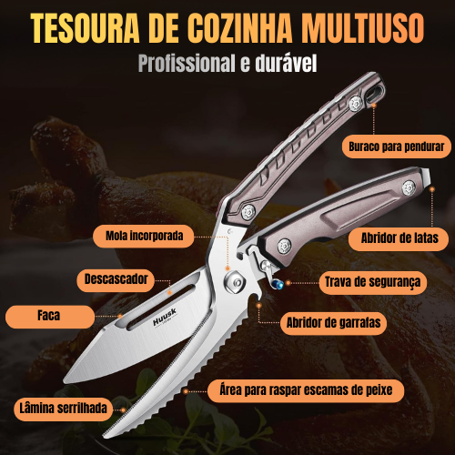 🇵🇹 Tesoura Multifuncional 2 em 1 com Lâmina Integrada Removível
