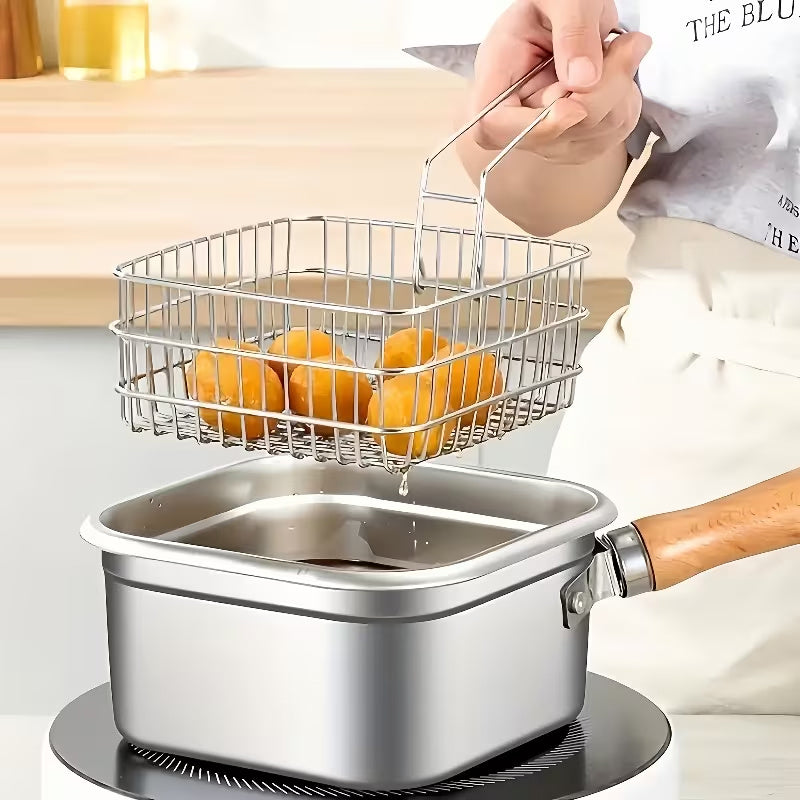 Fritadeira Multifuncional Em Inox 304, Compatível Com Todos Os Tipos De Fogão