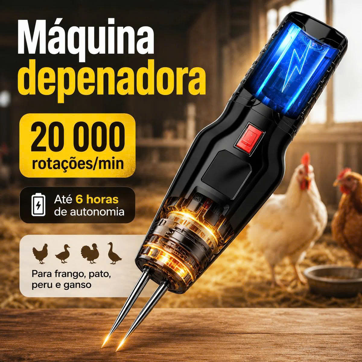 🐔 Depenador Elétrico Portátil — Frango Limpo em 60 Segundos