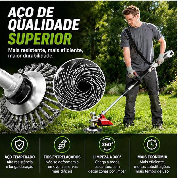 ⚙️ -70% DE DESCONTO | Kit de Disco de Fios de Aço para Roçadora (Kit Completo com Acessórios)