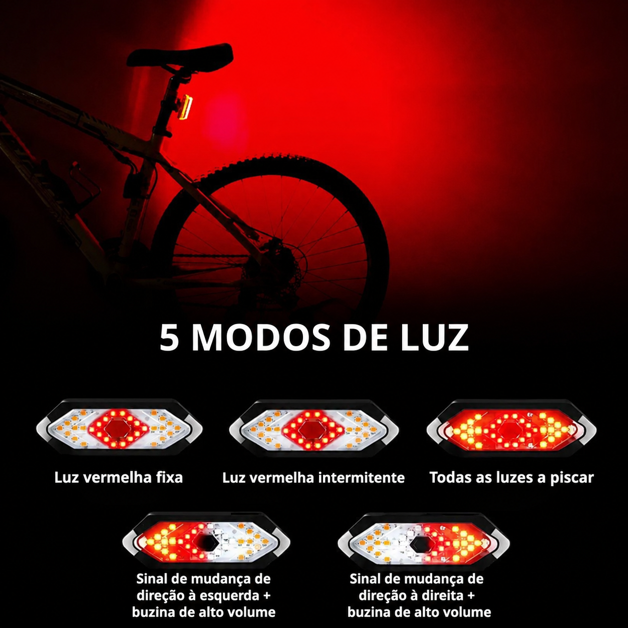 LUZ TRASEIRA PARA BICICLETA COM PISCAS SEM FIOS