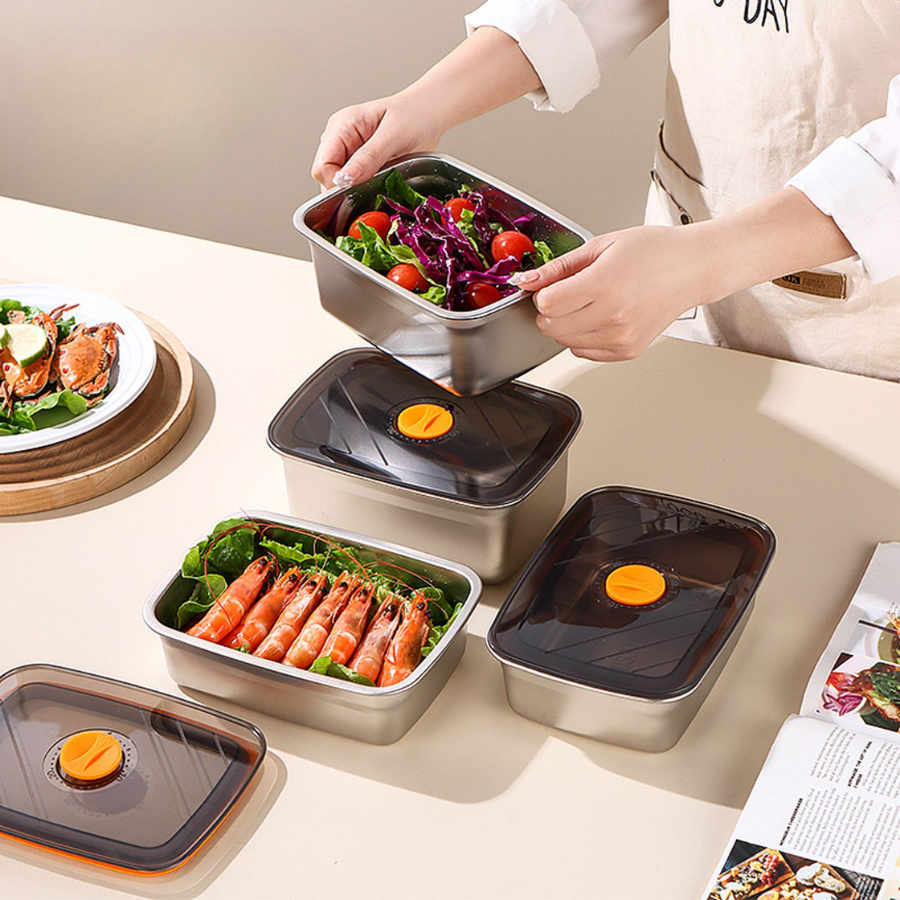 🇵🇹 (6 + 🎁3 GRÁTIS) Caixa para alimentos em aço inoxidável 316