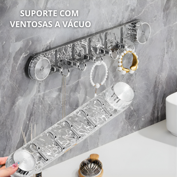 (4+2 grátis)🎁 Suportes de aço inoxidável com 5 ganchos, práticos e capazes de suportar até 25 kg.