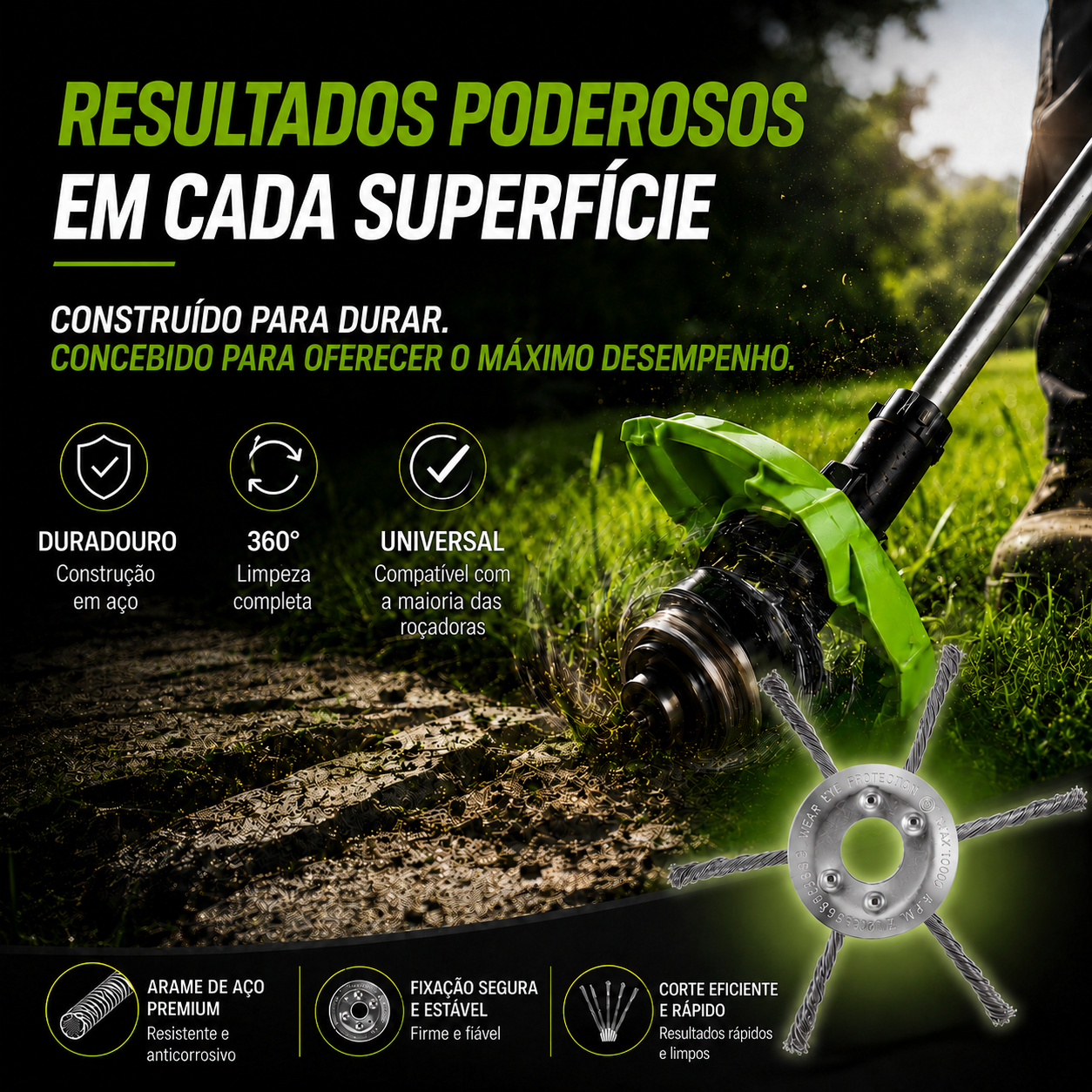 💥Desconto De 70% | A Cabeça Do Cortador De Relva Possui 6 Lâminas Em Aço Inoxidável