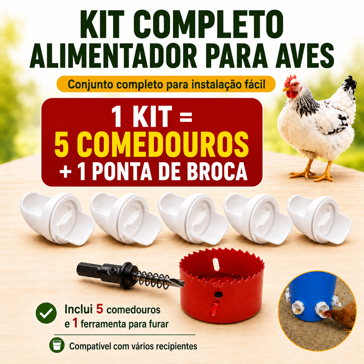 ⚡ Kit Alimentador Para Aves De Capoeira