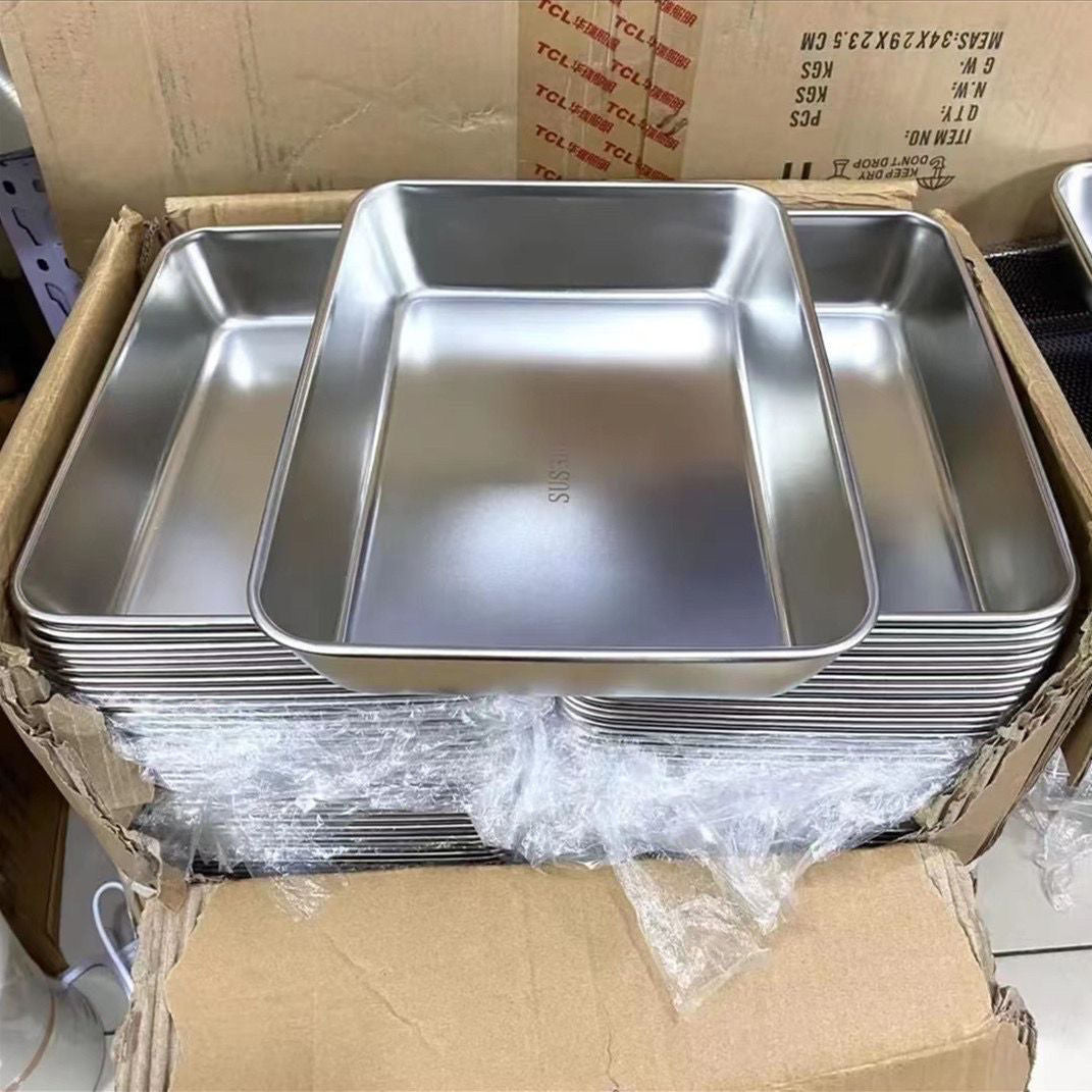 Medidas: 25 × 20 × 6 cm, recipiente de aço inoxidável 304 de 2000 ml com tampa transparente