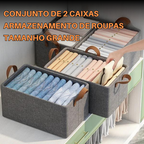 Conjunto de 2 caixas de arrumação de roupa com estrutura fixa em ferro (47 cm x 25 cm x 17 cm)