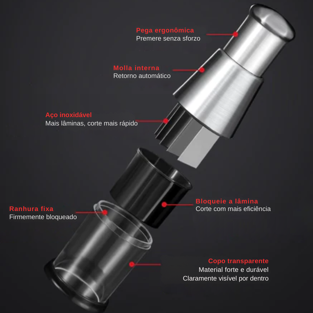 KitchenHelp™ Picador de aço para alho, cebola, gengibre, pimenta e fruta