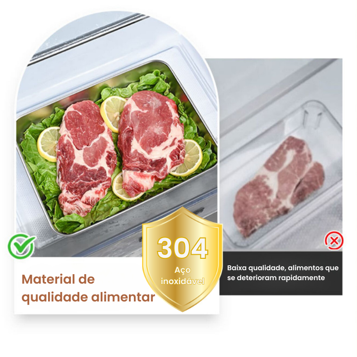 Conjunto de 3 recipientes para alimentos em aço inoxidável (22 x 15 x 6 cm)