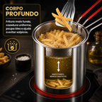 Fritadeira em aço inoxidável 1,2L — anti-salpicos, aquecimento rápido