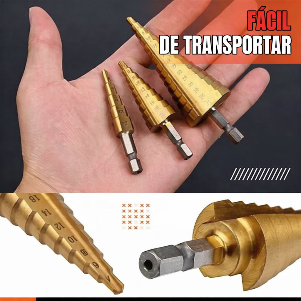 TitanDrill™ – Conjunto de Brocas Escalonadas em Titânio (6 Brocas Multifuncionais)