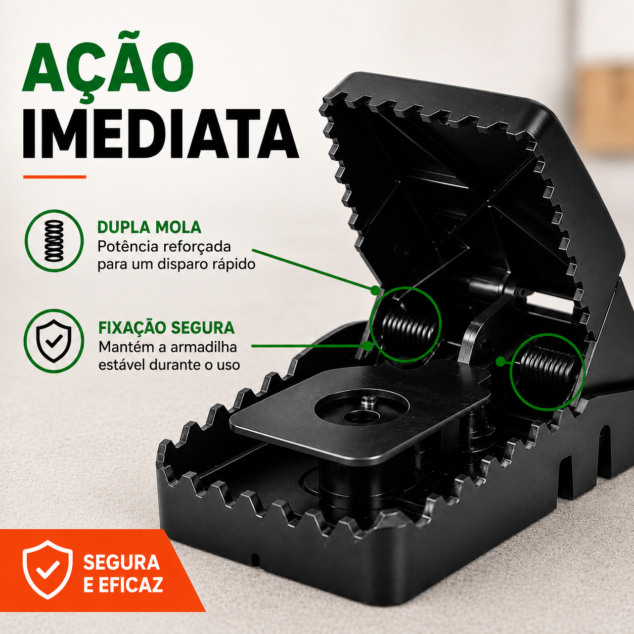 Ratoeira de Mola | Disparo Rápido · Sem Veneno · Reutilizável