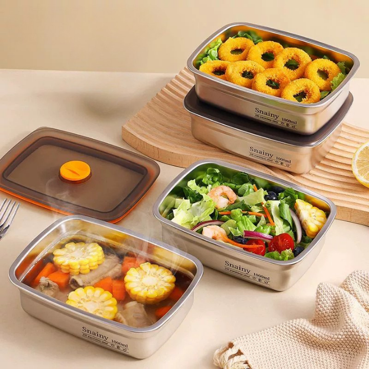 🇵🇹 (6 + 🎁3 GRÁTIS) Caixa para alimentos em aço inoxidável 316