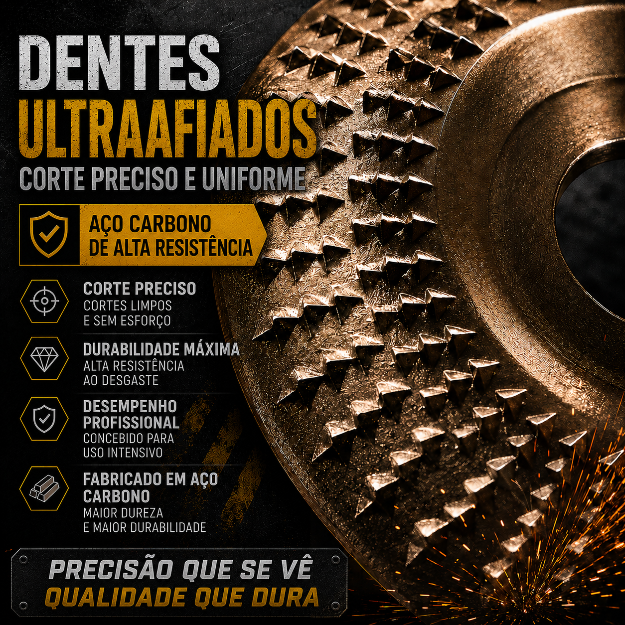 Conjunto 3 Discos de Escultura em Madeira para Rebarbadora – Aço Carbono | Plano, Curvo, Chanfrado