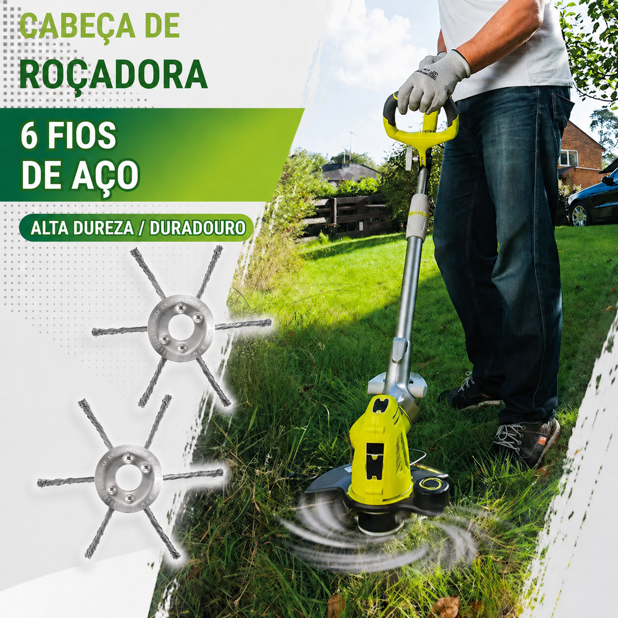💥Desconto De 70% | A Cabeça Do Cortador De Relva Possui 6 Lâminas Em Aço Inoxidável
