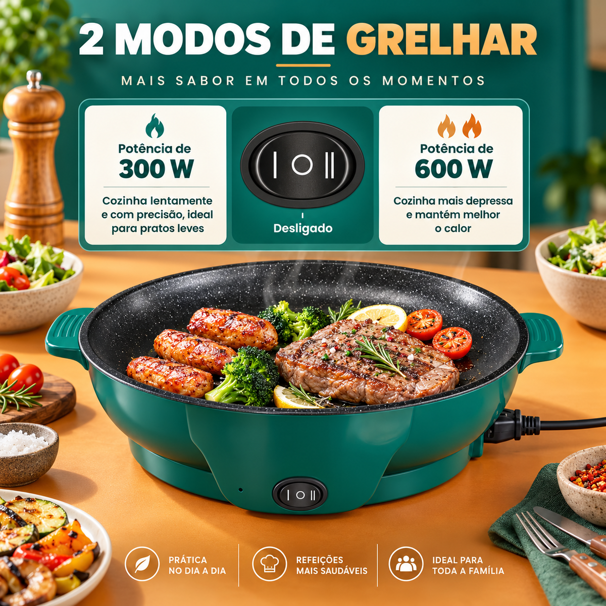 🎁 70% DE DESCONTO | Frigideira de pedra de dupla potência com tecnologia de economia de energia de nova geração