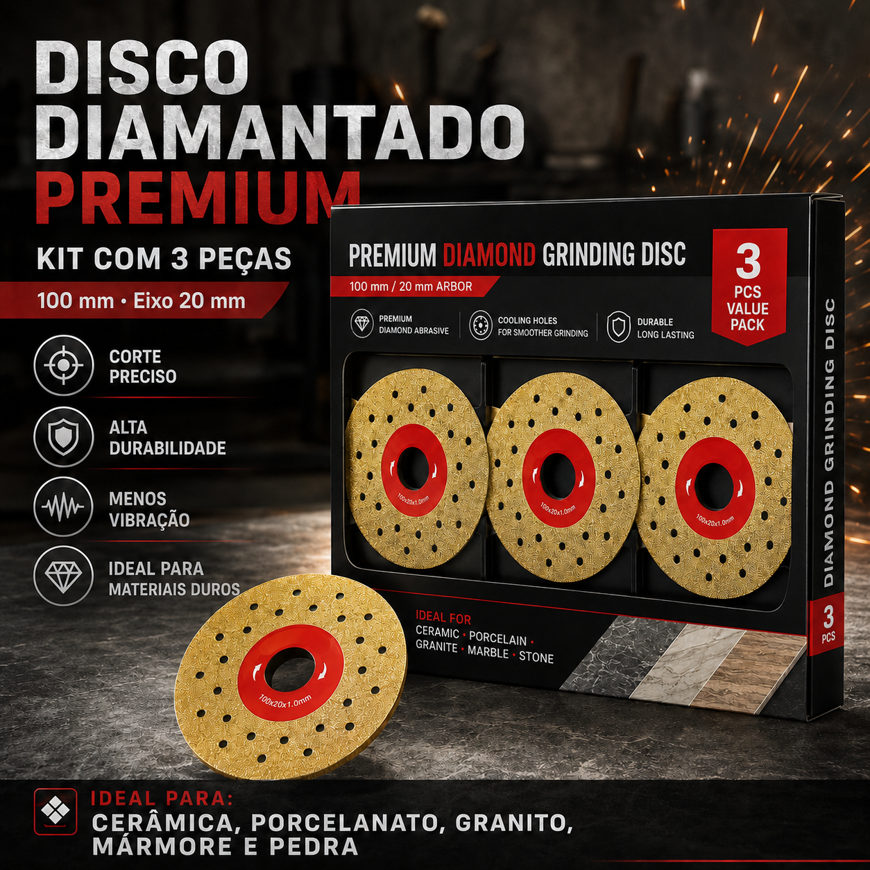 ⚡ Disco De Corte E Desbaste De Diamante 2 Em 1 Multifuncional Premium