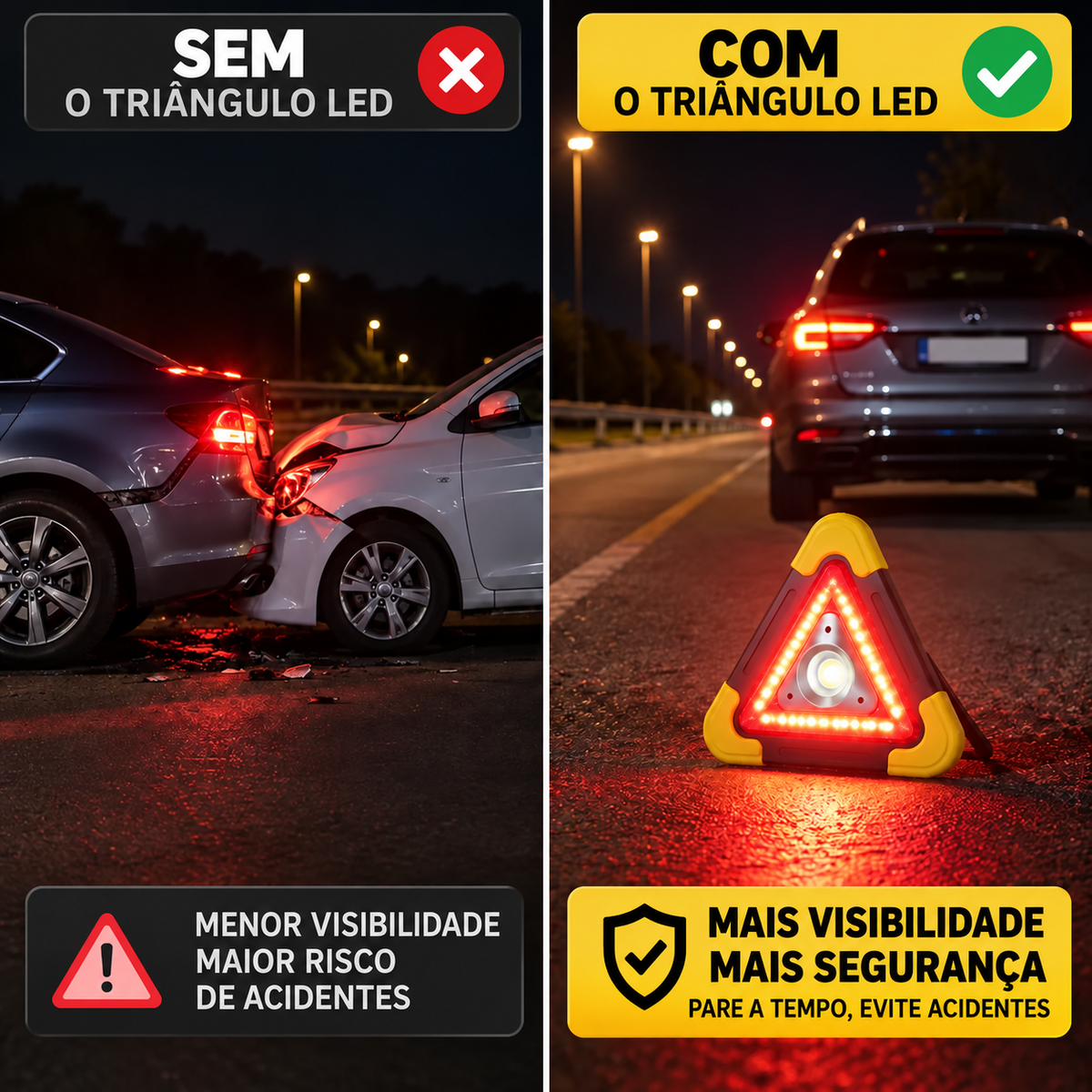 ⚡(SUPER OFERTA) Triângulo De Emergência Para Automóvel Com Luz LED Integrada