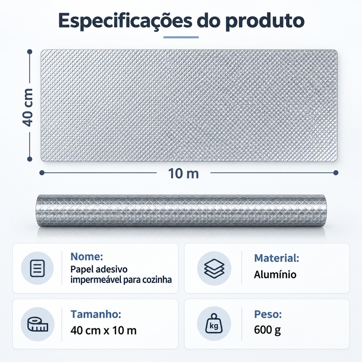 🎉 ATÉ 70% DE DESCONTO | Rolo Protetor de Alumínio Autocolante 10m – Cobertura Duradoura para Todas as Superfícies