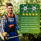 🇵🇹 A cabeça do cortador de relva possui 6 lâminas em aço inoxidável