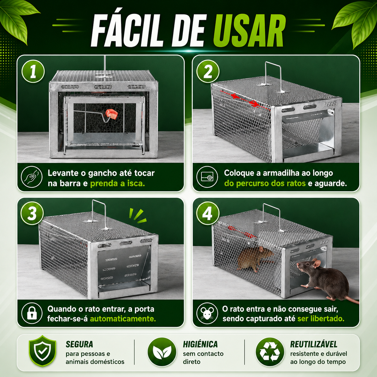 BestSeller™ - Gaiola Armadilha Humana Para Ratos, Ratinhos E Esquilos Vivos