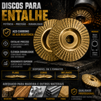 Conjunto 3 Discos de Escultura em Madeira para Rebarbadora – Aço Carbono | Plano, Curvo, Chanfrado