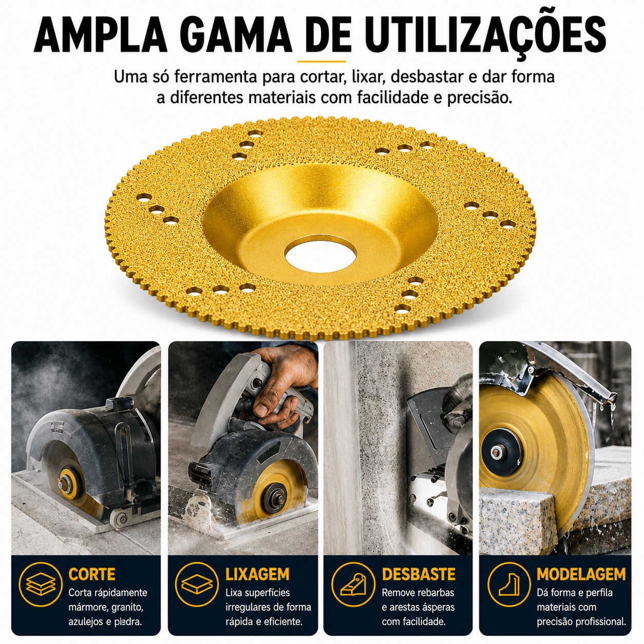 Disco Diamantado 5 em 1 – Corta, Lixa e Molda em Segundos