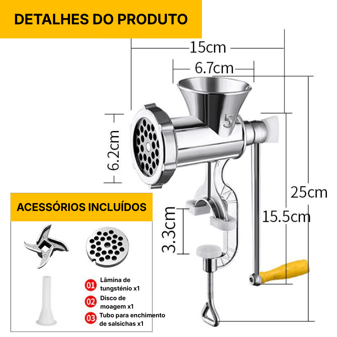 Moedor de Carne Manual com Enchideira — Faz Chouriço em Casa, Sem Esforço