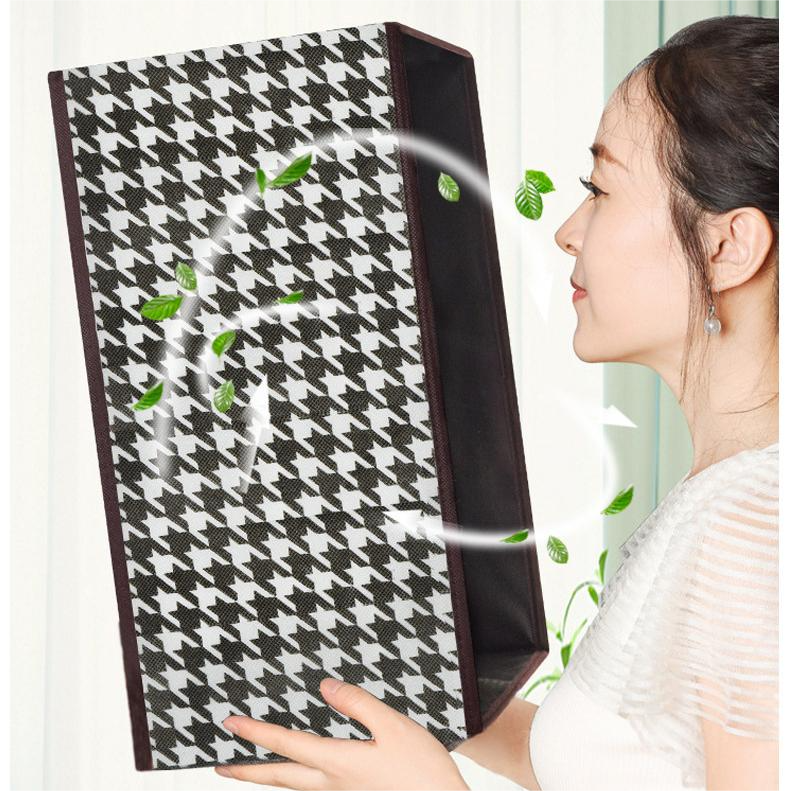 Caixa De Arrumação Com Padrão Houndstooth, Prática E Dobrável (40 cm x 28 cm x 20 cm)