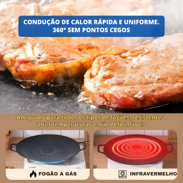 ⚡ Frigideira grelhadora universal para fogão a gás, placa de indução e chama aberta.