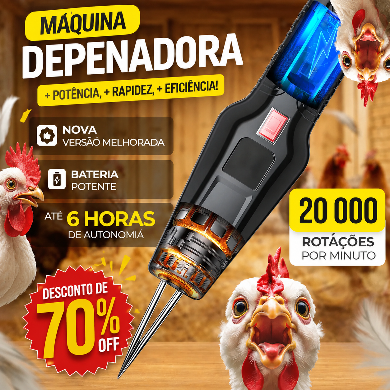 ✨ Máquina automática de depenagem de aves - ⏰ Economize tempo 3 vezes