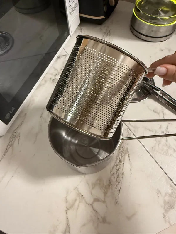 🇵🇹 Panela Fritadeira De 1.2L Em Aço Inoxidável 304 Alemão, Compatível Também Com Fogões De Infravermelhos