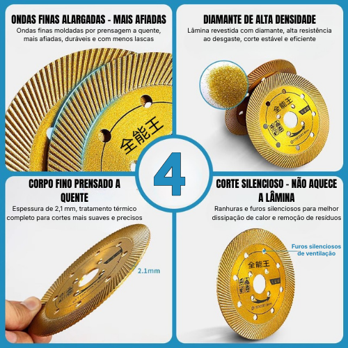 ⚡ Disco de Corte Diamantado Multifunções 5 em 1 – Corte, Desbaste, Abertura de Ranhuras, Modelagem e Acabamento de Superfícies