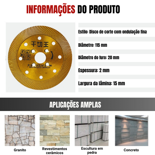 ⚡ Disco de Corte Diamantado Multifunções 5 em 1 – Corte, Desbaste, Abertura de Ranhuras, Modelagem e Acabamento de Superfícies