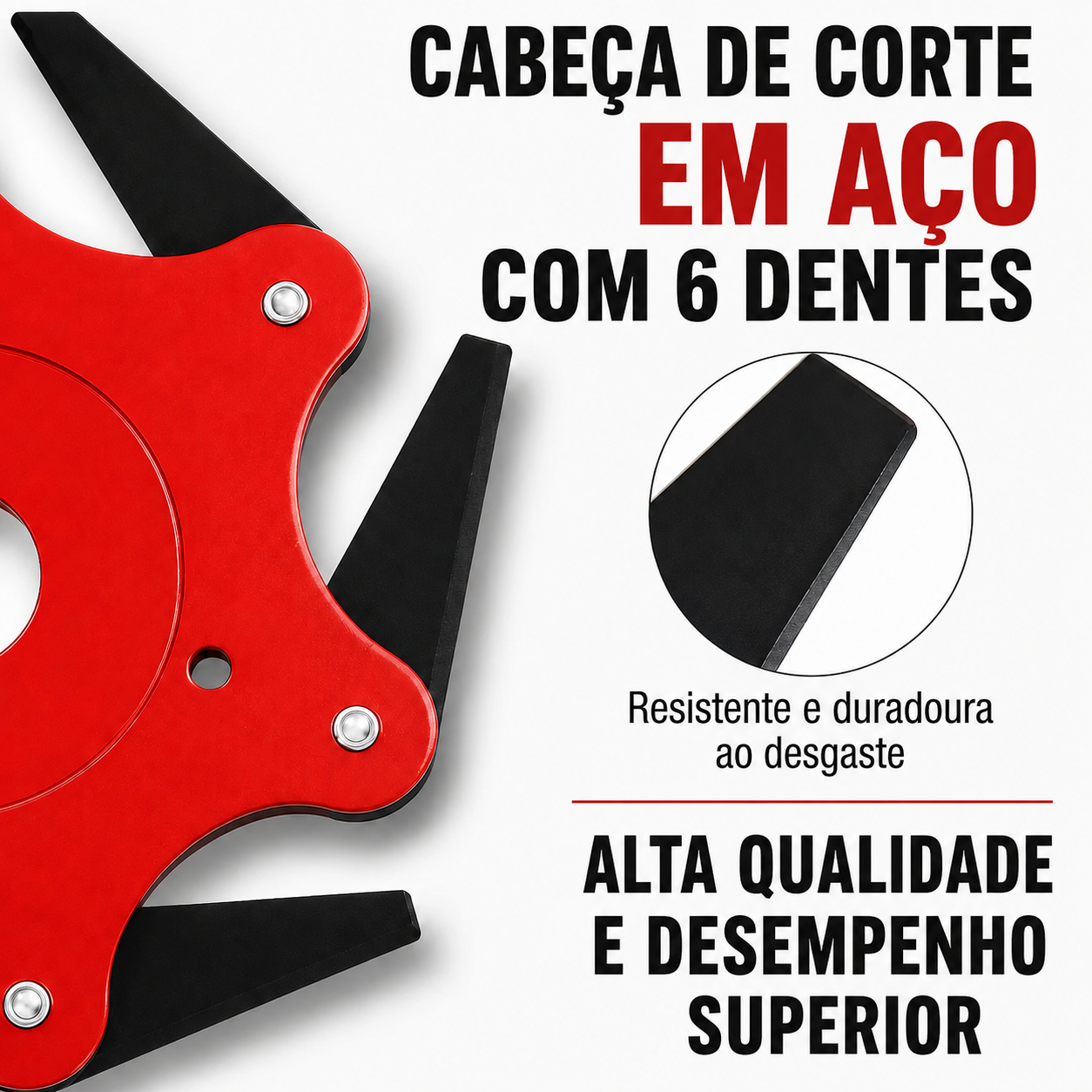 [🎁 4 acessórios incluídos] Cabeça de corte de 6 lâminas em aço manganês