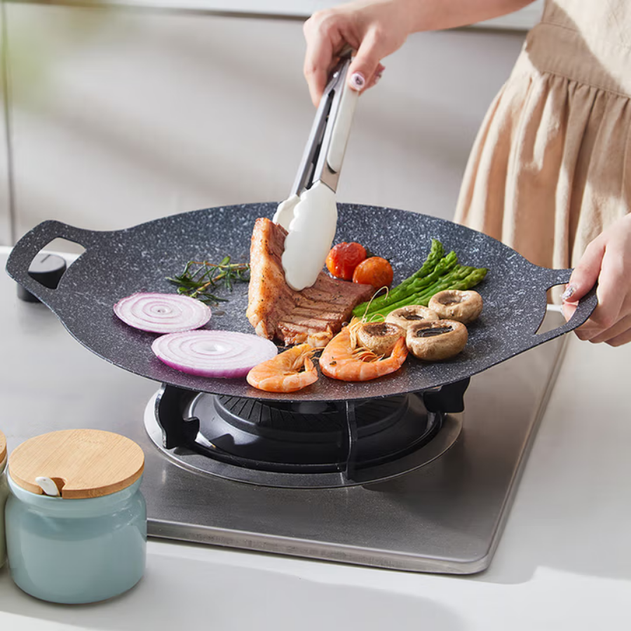 🇵🇹 Frigideira de pedra Maifan antiaderente de 6 camadas compatível com fogões de indução IH